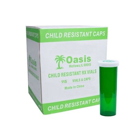 Oasis Green Prescription Vials, 60 Dram, 115 Per Case 10060-G